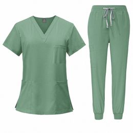 Spa à manches courtes uniforme femmes hôpital soins infirmiers uniforme multicolore tissu extensible clinique pour animaux de compagnie vêtements de travail vétérinaire infirmière Accories t10V #