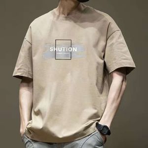 T-shirt à manches courtes pour garçons, coton pur, été 2023, nouvelle marque tendance, lettres imprimées, cou rond lâche, t-shirt à manches courtes décontractées