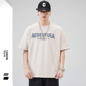 Camiseta de manga corta para hombre de algodón puro 2024 Primavera/Verano Versión coreana informal con cuello redondo y un diseño lindo y de nicho para ropa para hombre