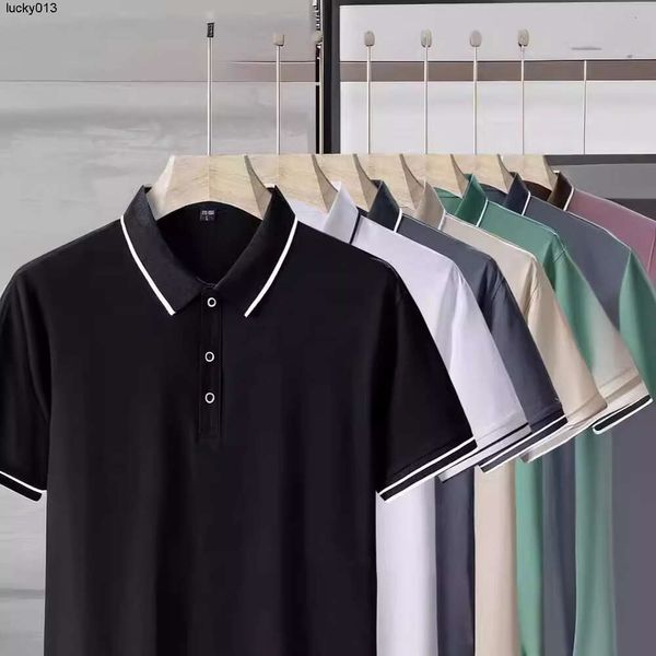 T-shirt à manches courtes pour hommes, moitié d'été avec col à revers, polo en pur coton, achat groupé, coupe ample, haut de sport décontracté