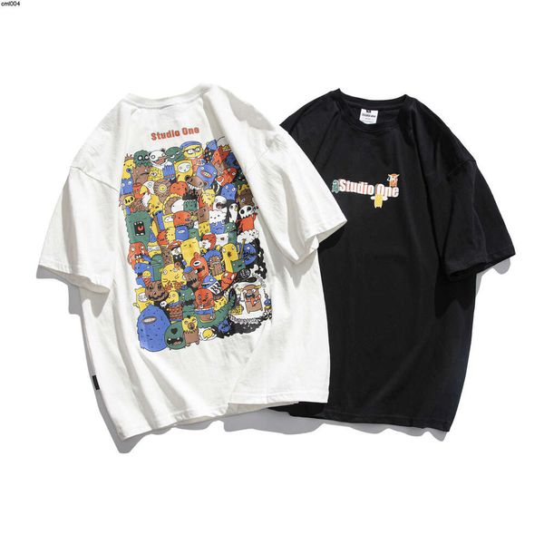 T-shirt à manches courtes pour hommes été nouvelle tendance de rue Hip-hop Harajuku dessin animé imprimé complet Couple ample t {catégorie}