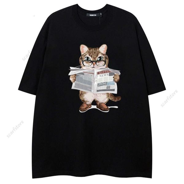 T-shirt à manches courtes tendance de dessin animé pour hommes décontracté lâche rue hip-hop col rond été quart de manches chemise de couple tendance femme