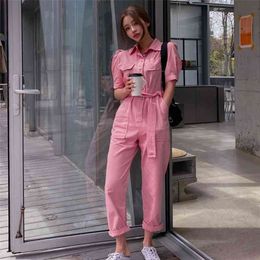 Outillage à manches courtes vêtements pour femmes été version coréenne de la combinaison ample 210416