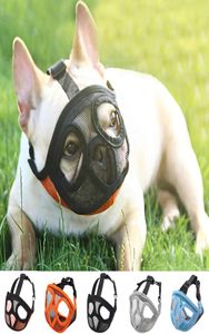 Korte snuit hond muilkorven Verstelbare Franse Bulldog snuit Hond mondmasker Ademende snuit voor anti-stop blafbenodigdheden3669982