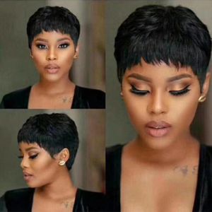 Short Straight Synthetic With Bangs Simulation Perruque Courte Human Hair Wigs For Black White Women 288# Versatile Fashion Trends