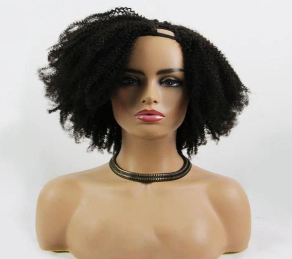 Style court Afro crépus bouclés mongol cheveux humains U partie perruques 200 densité fabriqué à la Machine 826 pouces pour les femmes noires7229030