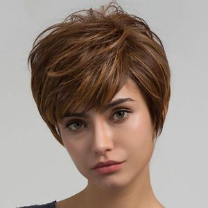 Perruque synthétique courte avec frange Simulation cheveux humains Bobo perruques postiches pour femmes blanches et noires Pelucas 201 #