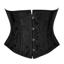 Korte Torso 24 Corset Taille Trainer Body Shaper Brocade Jaquard Underbust Corset Vrouwen Afslanken Riem Zwart Wit XS-3X282N