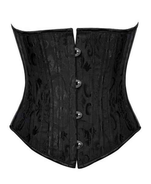 Torso corto 24 Corsé deshuesado de acero Entrenador de cintura Body Shaper Brocade Jaquard Underbust Corset Mujeres Cinturón adelgazante Negro Blanco XS3X5085982