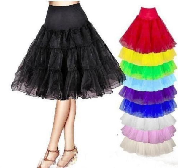 Short Tulle Girls 2426quot 50s Retro Enaguas con falda para vestidos de novia nupciales Negro Ninguno crinolina Verano Rockabil8924342