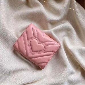 Portefeuilles courts Sacs à main décontractés Embossage Coeur Portefeuille en cuir avec boîte Portefeuilles roses de luxe pour femmes Porte-cartes Sac à main