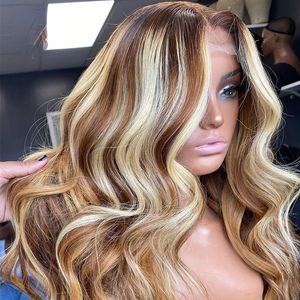 Korte Golvende Blonde Gekleurde Pruik Hoogtepunt 360 Volledige Kant Voor Pruiken Echt haar Kanten Voorkant Pruiken Braziliaans haar Voor Vrouwen Natuurlijke haarlijn