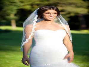 Voile de mariée court avec dentelle appliquée CPA267012345679078565