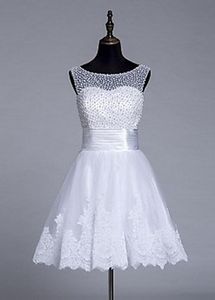 Perles courtes blanc robe de mariée élégante princesse robes de mariée haute qualité petites robes blanches