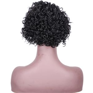 pelucas cortas mezcla de peluca sintética Pelucas de cabello humano frontal de encaje sin encaje rizado rizado pelucas afro peluca elegante humana corta Recta