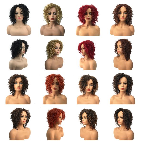 Perruques courtes en gros Femmes bouclées Curly Wig Wavy Wig Naturellement bouclé, tresse résistante à la chaleur Wig Full Wig avec une frange