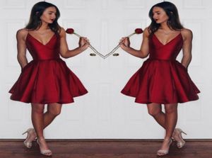 Robe de cocktail rouge à vin court Spaghetti Strap Bourgogne Bourgogne Robe de fête personnalisée Petites robes de bal à bas prix 20179238186