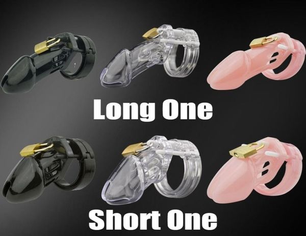 ShortLong Male Plastic cockrings Jaula candado con 5 anillos para pene Jaulas para pene Cinturón de castidad Juguete sexual para hombres Manga para pene 7808182