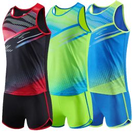 Shorts 2 PCS / Set Set Men's TrackSuit Suit de jogging à sec rapide pour hommes Exercice Vêtements Marathon Gitre + Shorts Running sets Tath and Field