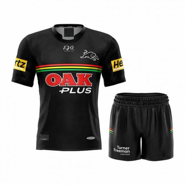 Shorts 2021 2022 Australia Penrith Panthers Rugby Jersey Kits Kit Kids Jóvenes Camisa de hogar Tamaño 1626