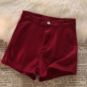 Shorts 2023 nouvelles femmes été doux rouge Denim Shorts tout assorti haute rue solide mince taille haute jean filles Mini pantalons courts chauds