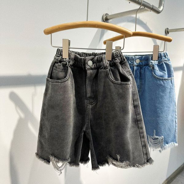 Shorts 2023 été enfants Denim mode garçons filles décontracté ample déchiré jean enfants enfant en bas âge doux respirant moyen pantalon 230614