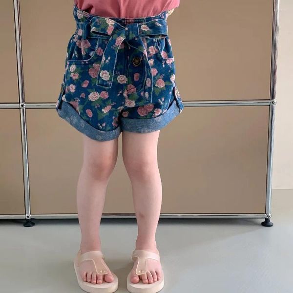 Shorts en Denim imprimé pour filles, vente en gros, mode printemps-été, pour enfants de 1 à 7 ans, 2023