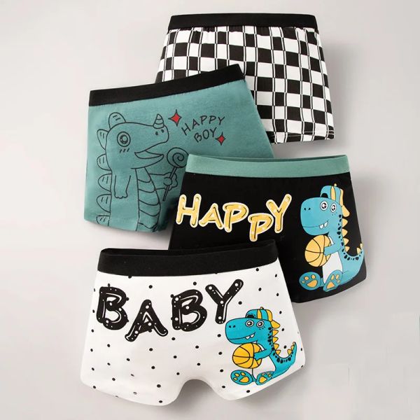 Pantalones cortos 4pcs ropa interior infantil para niños niño lindo estampado de dibujos animados