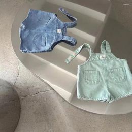 Shorts 9028 Koreaanse babykleding 2024 zomermeisje denim slabbetje cool ademend losse broek riem kort