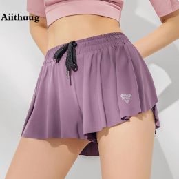 Shorts aiithuug cordonnage large golf shorts shorts de tennis sportif de ruissellement des femmes