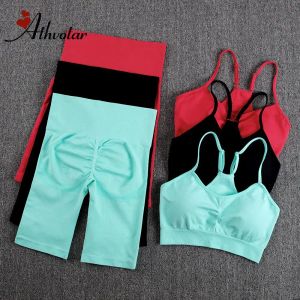 Shorts Athvotar Female Sports Ensembles Summer Set Set Sèche Sécha Sécha Femelle Two Piece 2PCS Costumes de gymnase Shorts Tenues Sports