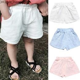 Pantalones cortos para bebés Pantalones cortos de verano Algodón Sólido PP Pantalones cortos de lino para niñas Pantalones Harem Niños pequeños Niños cortos Ropa casual para niños 17y 220610 Z230701