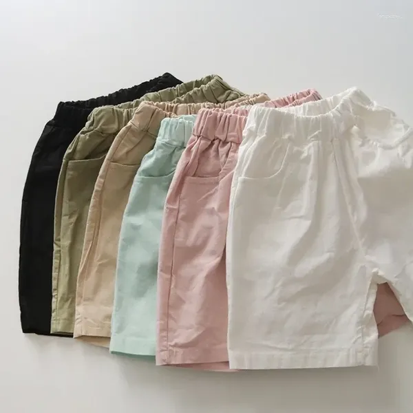 Shorts bébé garçons vintage coton solide kids futchoms décontractés design de poche pantalon court pour les filles d'été filles pour les tout-petits