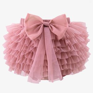 Shorts babymeisjes gegolfde bloeiers elastische tailleband gelaagde tule tutu rok luier deksel peuters dagelijkse zomerkleding