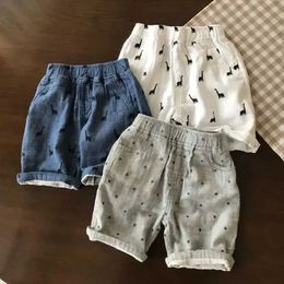 Shorts Baby Summer Shorts 2-7y Boys Pure Cotton Gauze Soft Shorts Childrens Casual Pants D240516