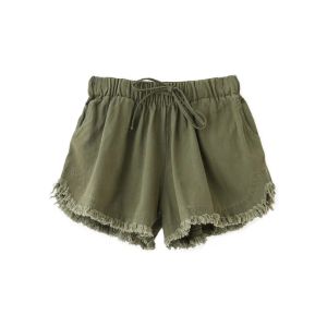 Shorts basiques Coton effilochés shorts femmes Solide shorts de jambe large blanc décontracté blanc, noir