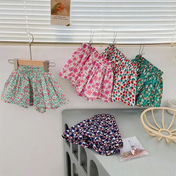 Pantalones cortos nacidos para niñas para niñas floral para niños pantalones para niños ropa delgada de verano cintura alta como falda dulce
