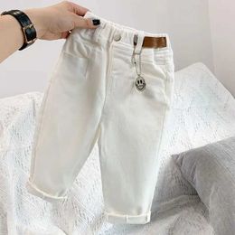 Shorts Pantalons de garçons et de filles Spring and Automne Pantalons décontractés pour enfants coréens Pantalon de coton bébé blanc élastique Pantl2405