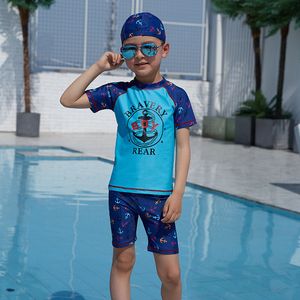 Shorts Garçons Maillots De Bain 3-12 Ans Enfants Maillot De Bain Deux Pièces Ensembles Avec Cap Enfants Garçon Maillot De Bain Beach Wear Natation Outfit Printemps 230620