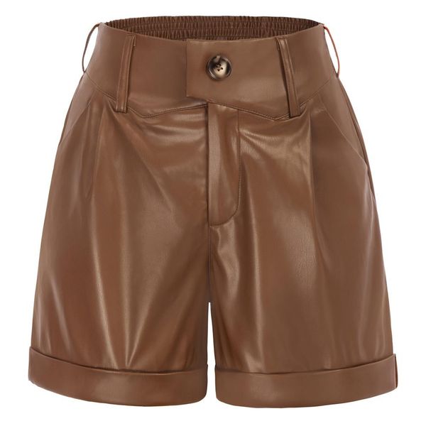 Shorts BP Biker en cuir BP Femmes Femmes hautes hautes Jamoufre Short Vintage Pu Le cuir court pantalon Ladies Slim Shorts