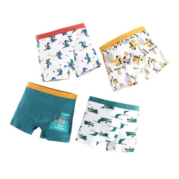 Shorts Cartoon garçons boxers coton enfants sous-vêtements pour enfants cachets adolescents adolescents imprimés shorts s3xl chant chantier dinosaur plus taille