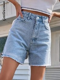 Short décontracté bleu Denim Chic short femmes été nouveau taille haute jambe droite jean pour femme femme demi-longueur short Streetwear