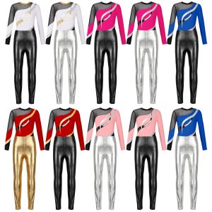 Shorts Children Ballet -maillaten met shorts Dance Outfits Kids Long Sleeve Gymnastics Jumpsuit voor meisjes Performance Dancewear Sets