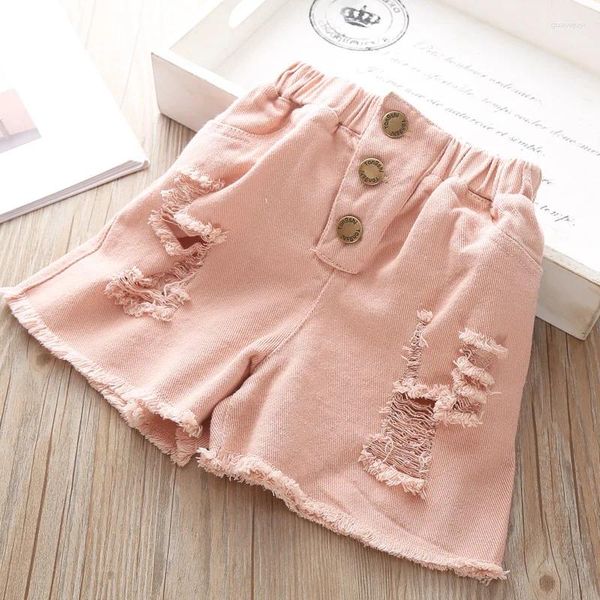 Pantalones cortos de mezclilla para niños, pantalones rosas para niñas, pantalones vaqueros de verano para niñas pequeñas, pantalones para niños, ropa para adolescentes de alta calidad 4 5 6 años