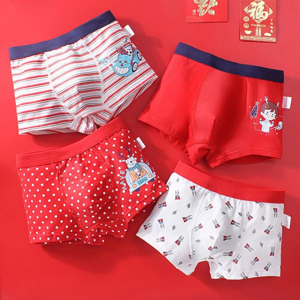 Shorts sous-vêtements pour enfants pour enfants Carton Shorts Dinosaures Sails de basket de basket-ball coton coton boys culotte rouge 4 paires / lot