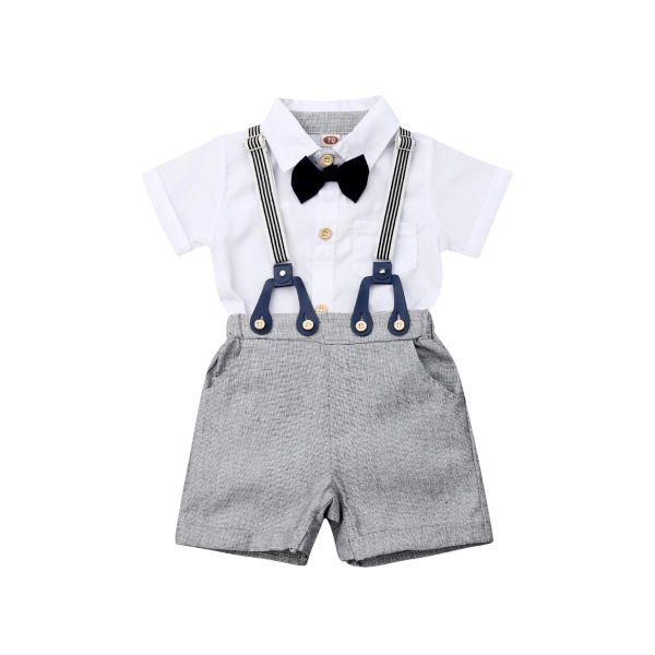 Shorts Citgeett Summer Infant Kid Baby Boy Boy à manches courtes Blouse + Bib Shorts Tenue Saut-salles