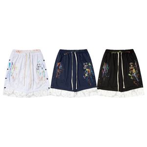 Shorts Design Shorts de Plage pour Hommes Shorts décontractés pour Hommes Peints à la Main éclaboussures de Rue Graffiti Impression de Couleurs Assorties Pantalons décontractés lâches pour Hommes et Femmes