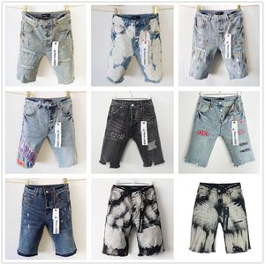 Shorts Designer Jeans for Men Women Pants Purple Brand Summer Hole 2023 Nieuw stijl borduurwerk zelf
