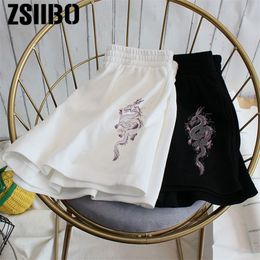 Short dragon imprimé stretch jolie fille douce Harajuku coloré simple pantalon surdimensionné femme short de sport femme 220702