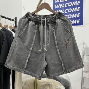 Short en coton lavé avec cordon de serrage, Vintage, pour hommes et femmes, 2024ss